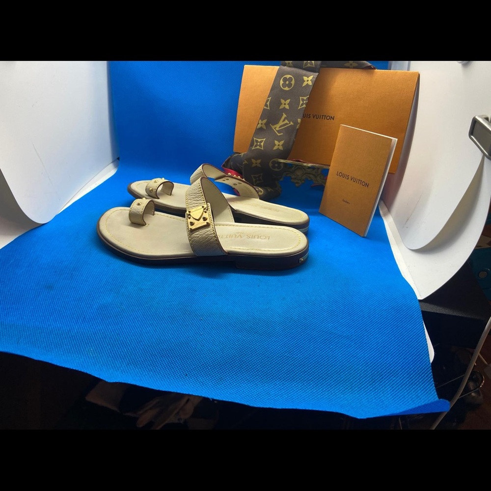 LV Louis Vuitton rare leather sandals 35 - Picture 4 of 16